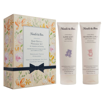 Baby Bath & Massage Gift Set - Peach Flowers